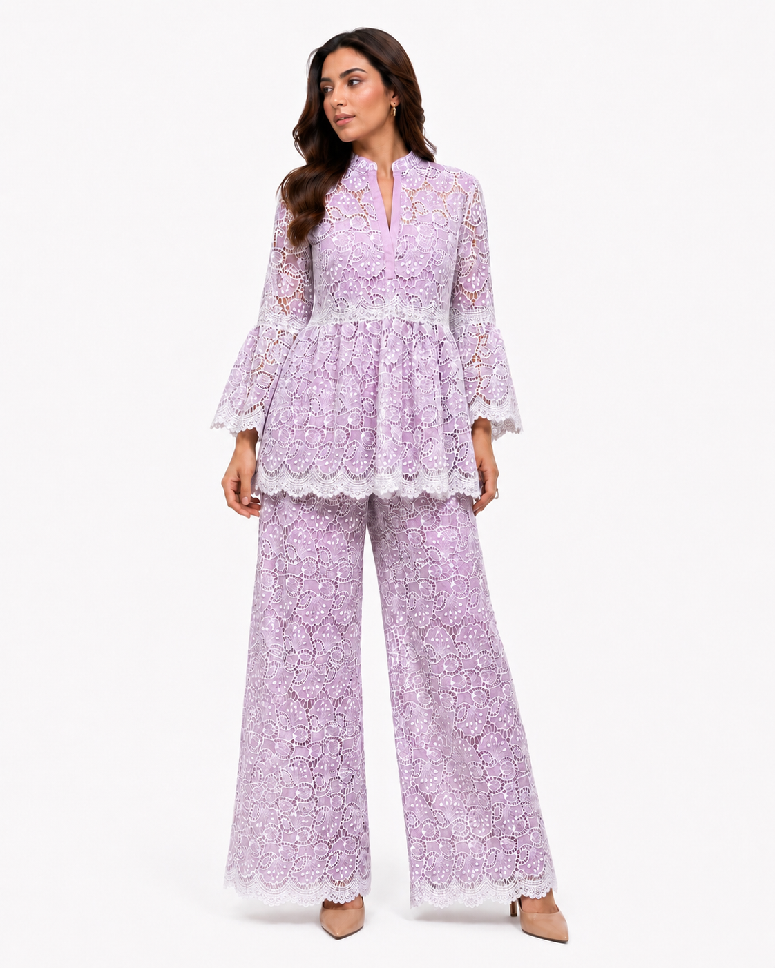 Lilac Lace Peplum Co-ord Set