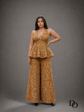 Paisley Print Peplum With Wide Leg Pants
